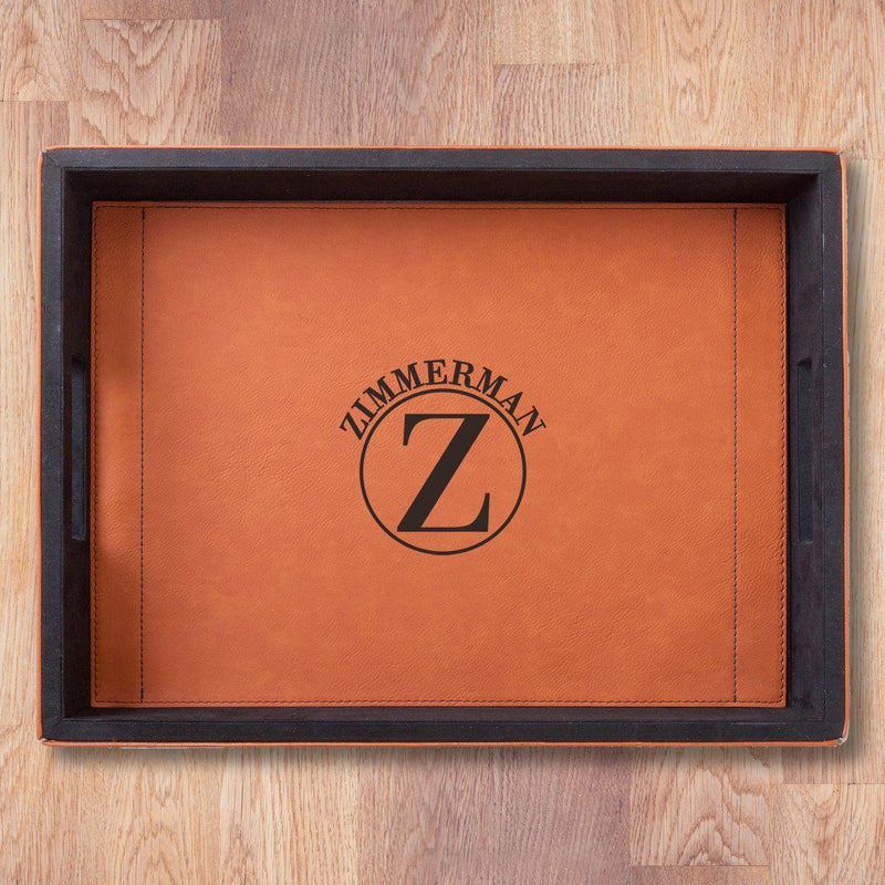 Personalized Brown Vegan Leather Serving Tray