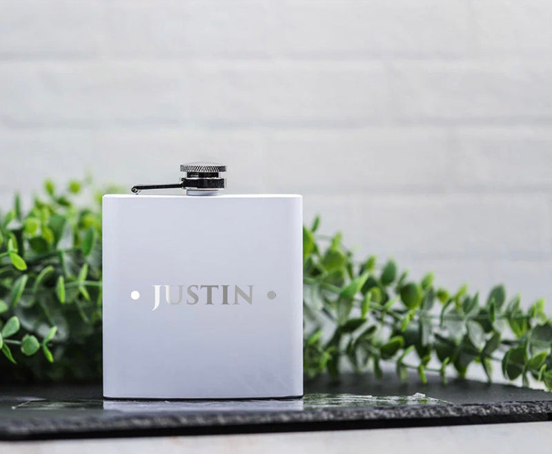 Personalized White Powder-Coated Flasks