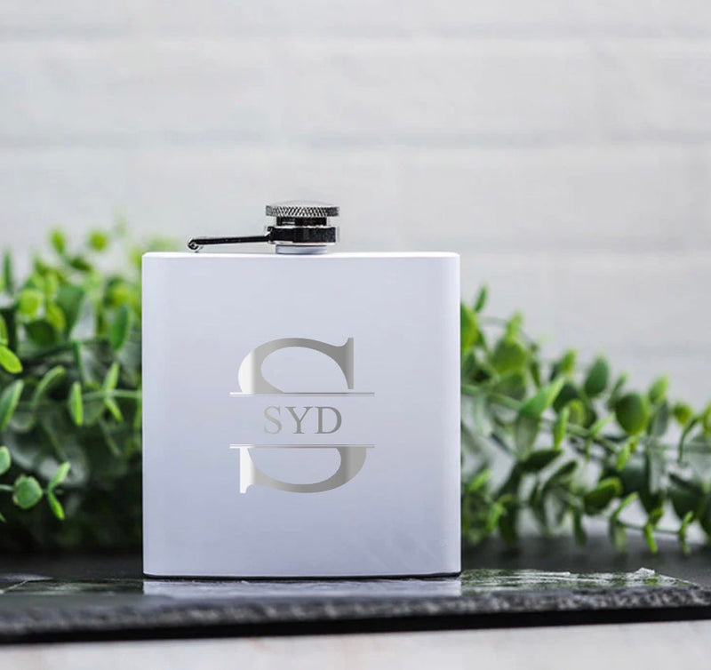 Personalized White Powder-Coated Flasks