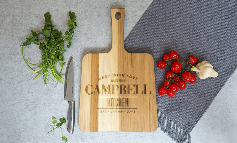 Personalized Hickory Keystone Handled Cutting Boards