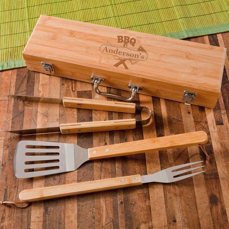 American Pacific Mortgage - Personalized BBQ Grill Set - Bamboo Case