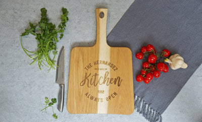 Personalized Hickory Keystone Handled Cutting Boards