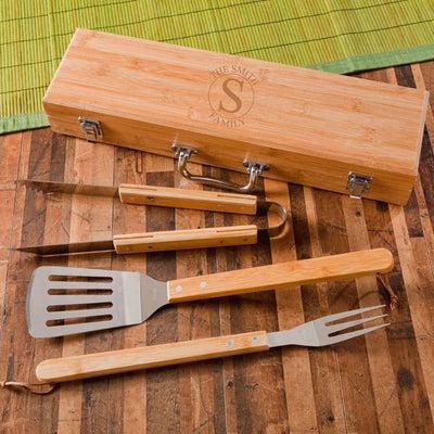 American Pacific Mortgage - Personalized BBQ Grill Set - Bamboo Case