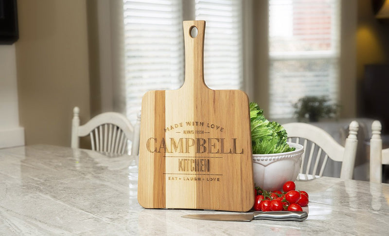 Personalized Hickory Keystone Handled Cutting Boards