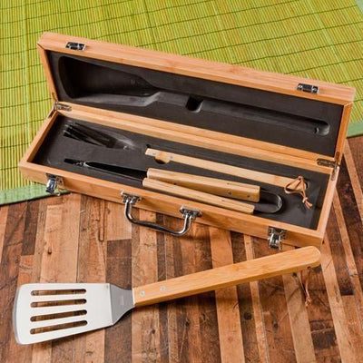 Personalized Grill Set - BBQ Set - Bamboo Case