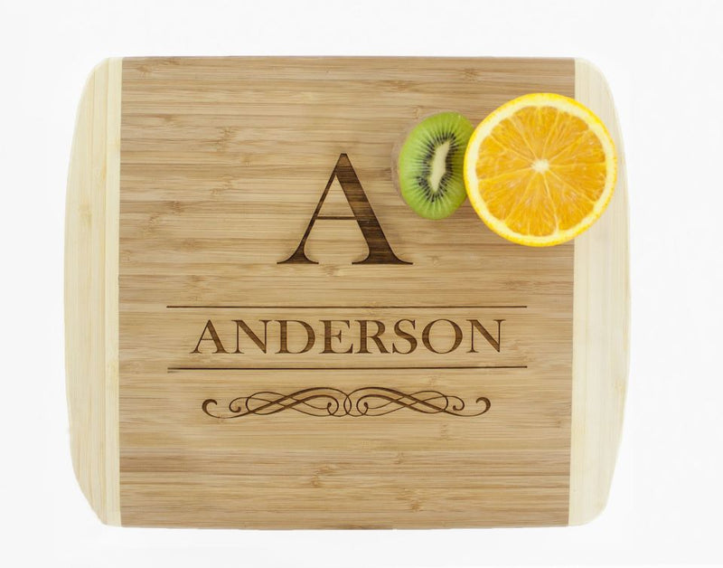 Personalized 11x14 Two Tone Bamboo Cutting Board (Rounded Edge)
