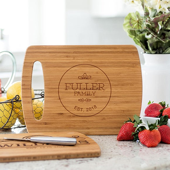 Personalized Medium Easy Carry Cutting Board - Modern Collection