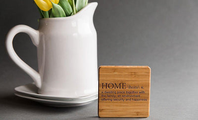 CrossCountry Mortgage - Branded Custom Bamboo Coasters - Set of 4 with Coaster Holder
