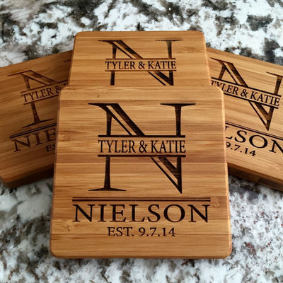 Gateway Mortgage Personalized Thick Bamboo Coasters – Set of 4 with Coaster Holder