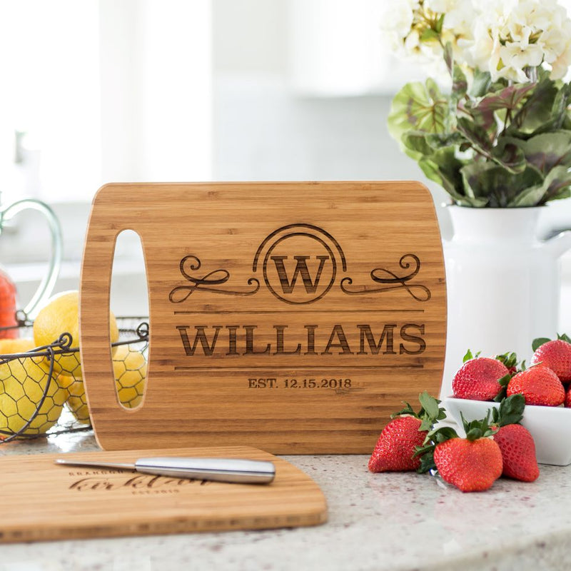 Personalized Medium Easy Carry Cutting Board - Modern Collection