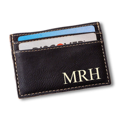 Men's Monogrammed Money Clip Wallet - Black - JDS