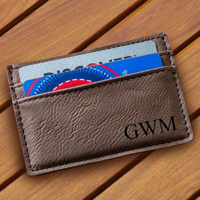 Men's Monogrammed Money Clip Wallet - Dark Brown - JDS