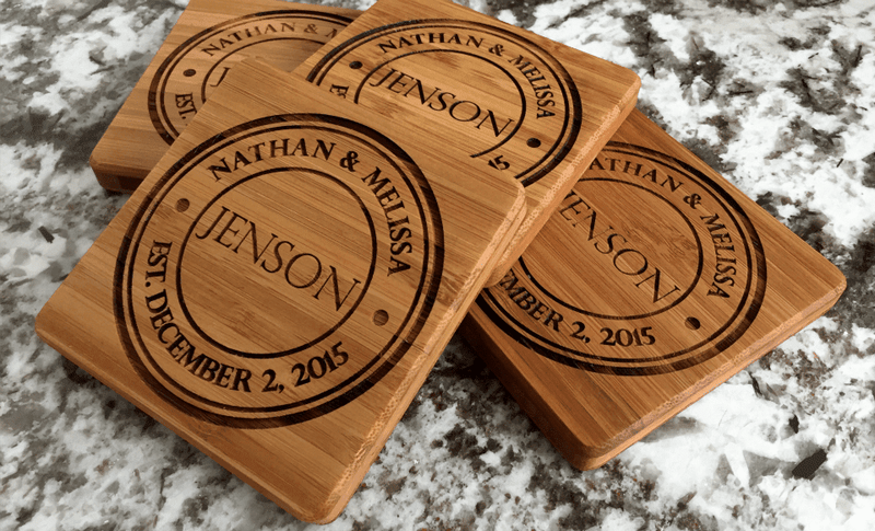 11x14 Bamboo Cutting Board & Set of 4 Bamboo Coasters