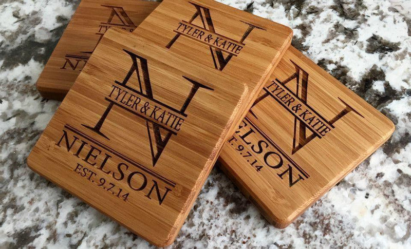 11x14 Bamboo Cutting Board & Set of 4 Bamboo Coasters