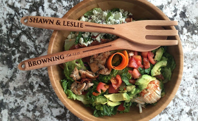 Personalized Decorative Wooden Spoon and Fork Set - Qualtry Personalized Gifts