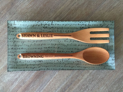 Personalized Decorative Wooden Spoon and Fork Set