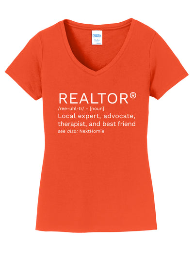 NextHome- "Realtor" - Women's V-Neck Orange