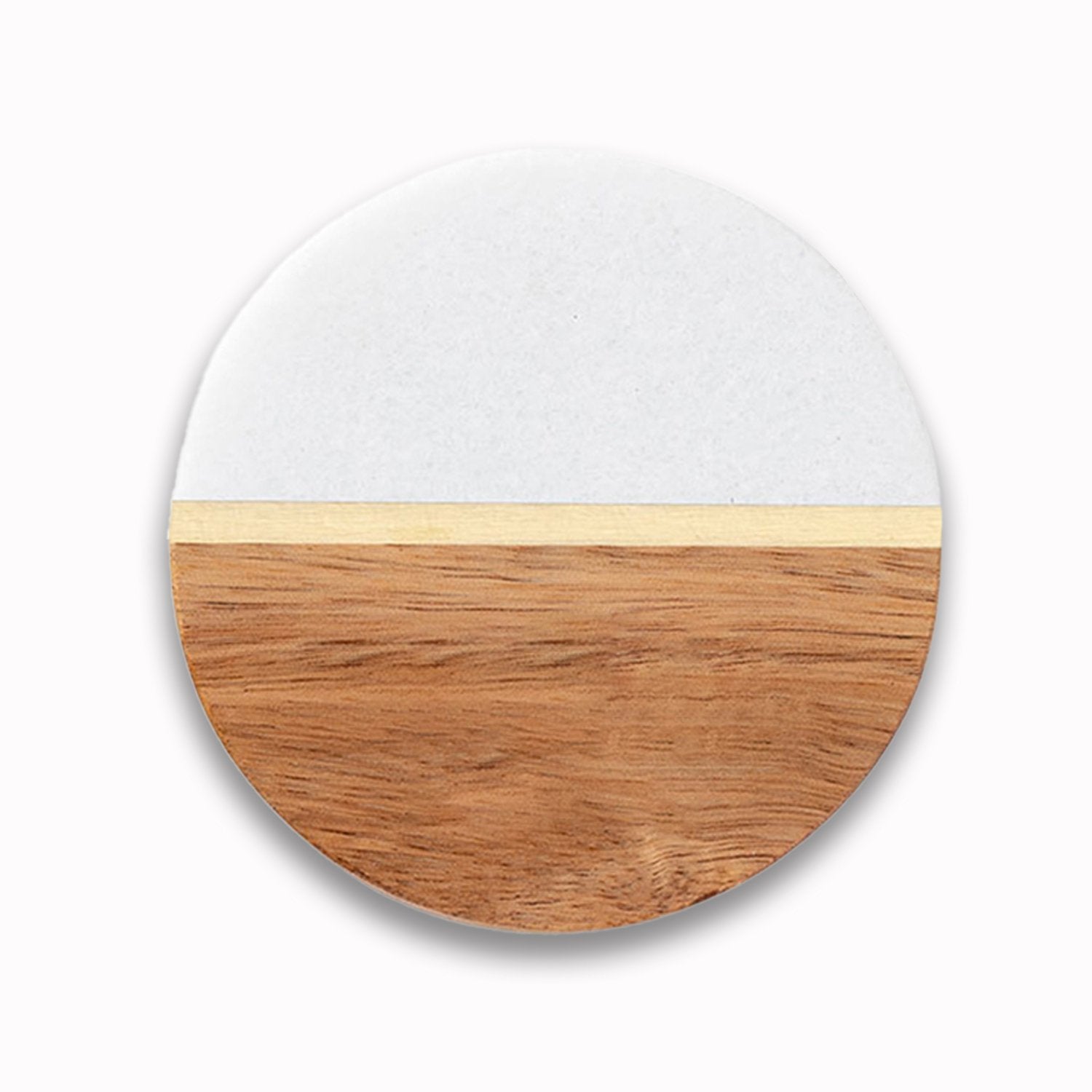 Drink Here Acacia Wood and Marble Coasters