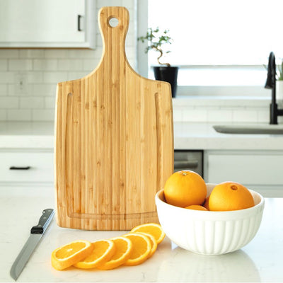 Guaranteed Rate - Large Handled Cutting board with Juice Grooves