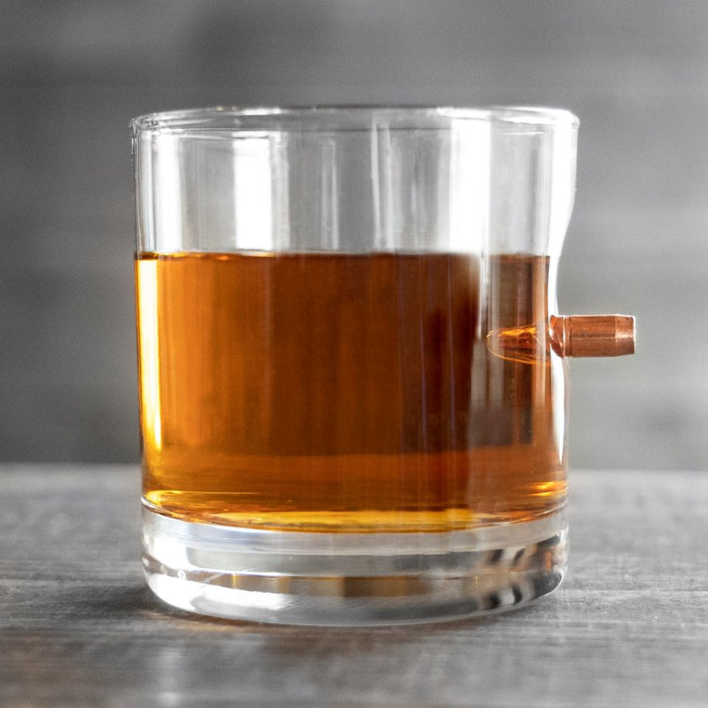 Personalized Bullet Whiskey Glass Set of 2 - Lowball Old Fashioned Glass Set