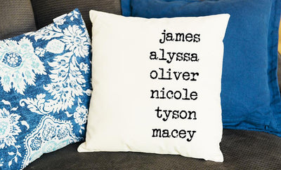Family Names Personalized Throw Pillow Cover