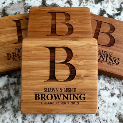 Gateway Mortgage Personalized Thick Bamboo Coasters – Set of 4 with Coaster Holder
