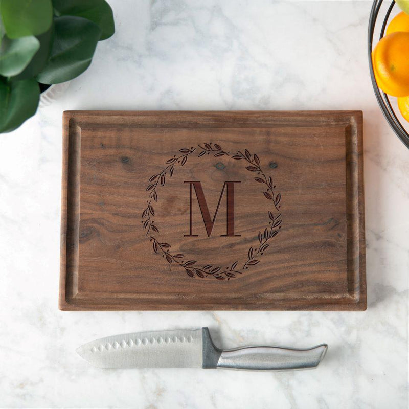 Monogrammed 8x12 Walnut Cutting Boards with Juice Grooves -  - Qualtry