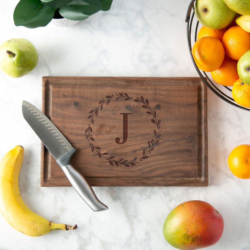 Monogrammed 8x12 Walnut Cutting Boards with Juice Grooves -  - Qualtry