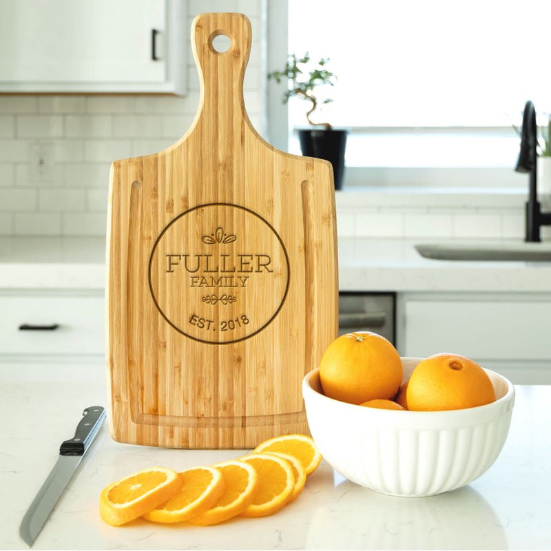 Guaranteed Rate - Large Handled Cutting board with Juice Grooves
