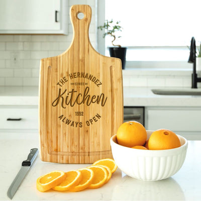 Guaranteed Rate - Large Handled Cutting board with Juice Grooves