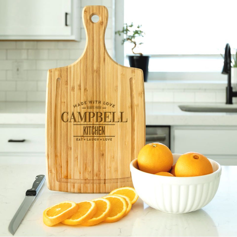 Guaranteed Rate - Large Handled Cutting board with Juice Grooves