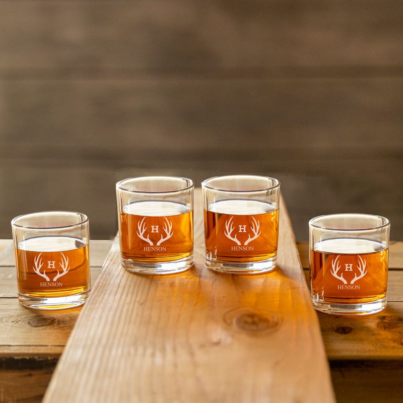 Personalized Lowball Whiskey Glasses - Old Fashioned Glass Set -  - JDS
