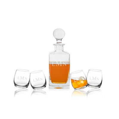 Personalized Tipsy Whiskey Decanter Set - 3Initials - JDS